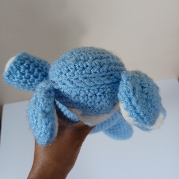 •Handmade Crocheted stuffed Bear sky blue and white 🐻 10in - Picture 7 of 10